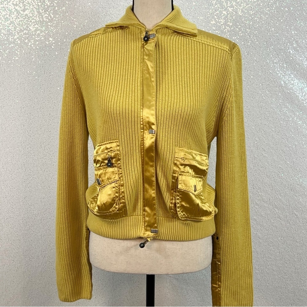 Jamie Sadock women’s yellow knit sweater full zip jacket. Size medium - Picture 10 of 14